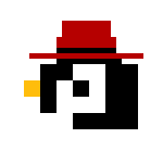 Logo officiel du projet - Tête de pengouin avec un chapeau rouge en pixelart